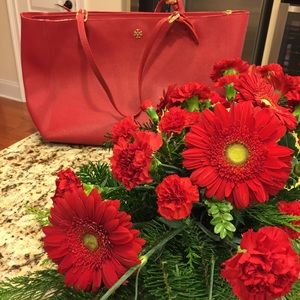 Red Tory Burch tote bag